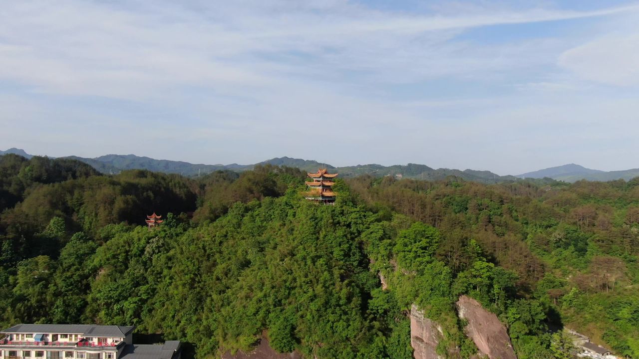 湖南新晃侗族自治县城市风光旅游景区航拍 