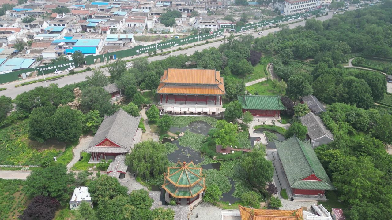 航拍山东菏泽曹州牡丹园4a景区