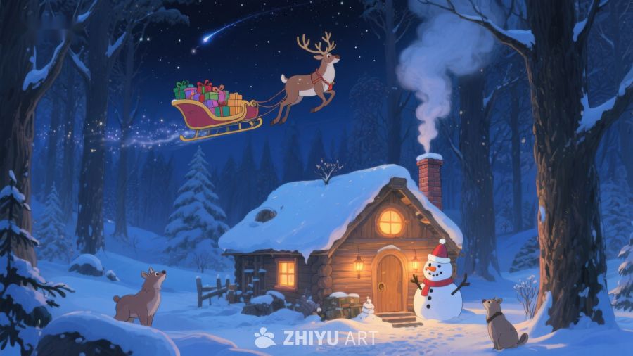 雪夜小屋与飞翔的驯鹿 411