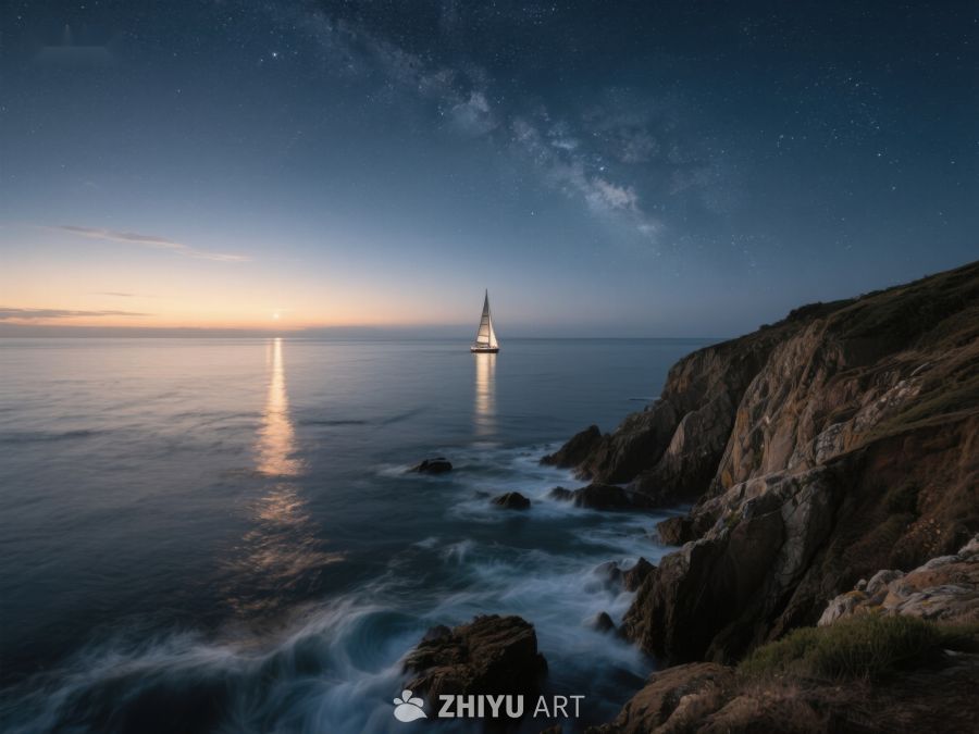 夜幕下的帆船与星辰 429