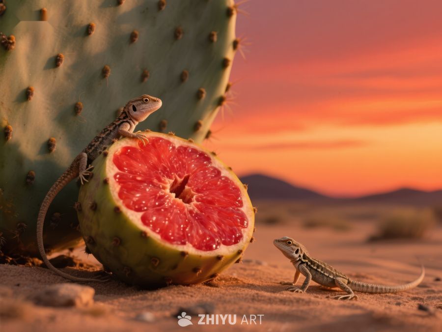 沙漠蜥蜴与仙人掌果实 492