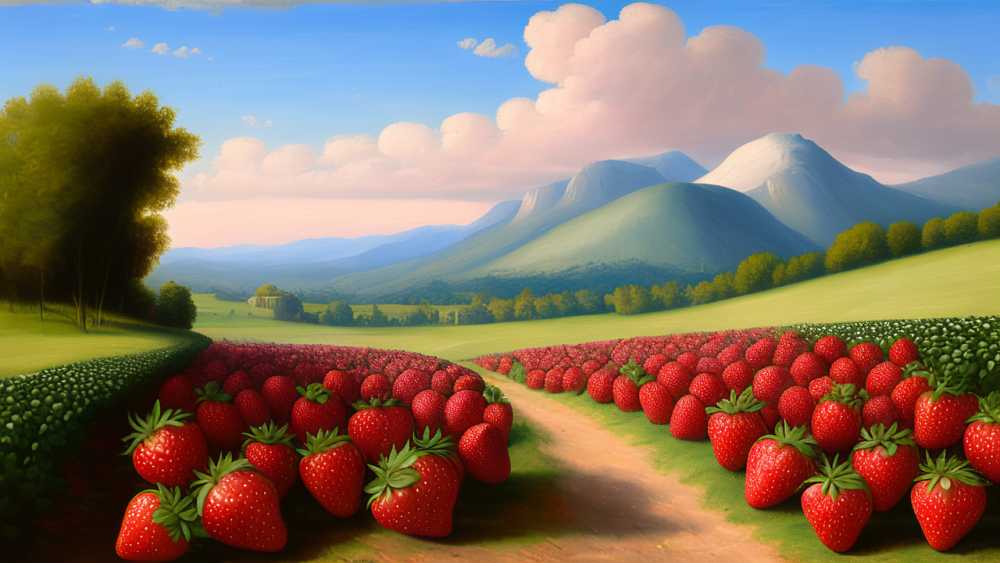 一个美丽的风景大过大草莓画