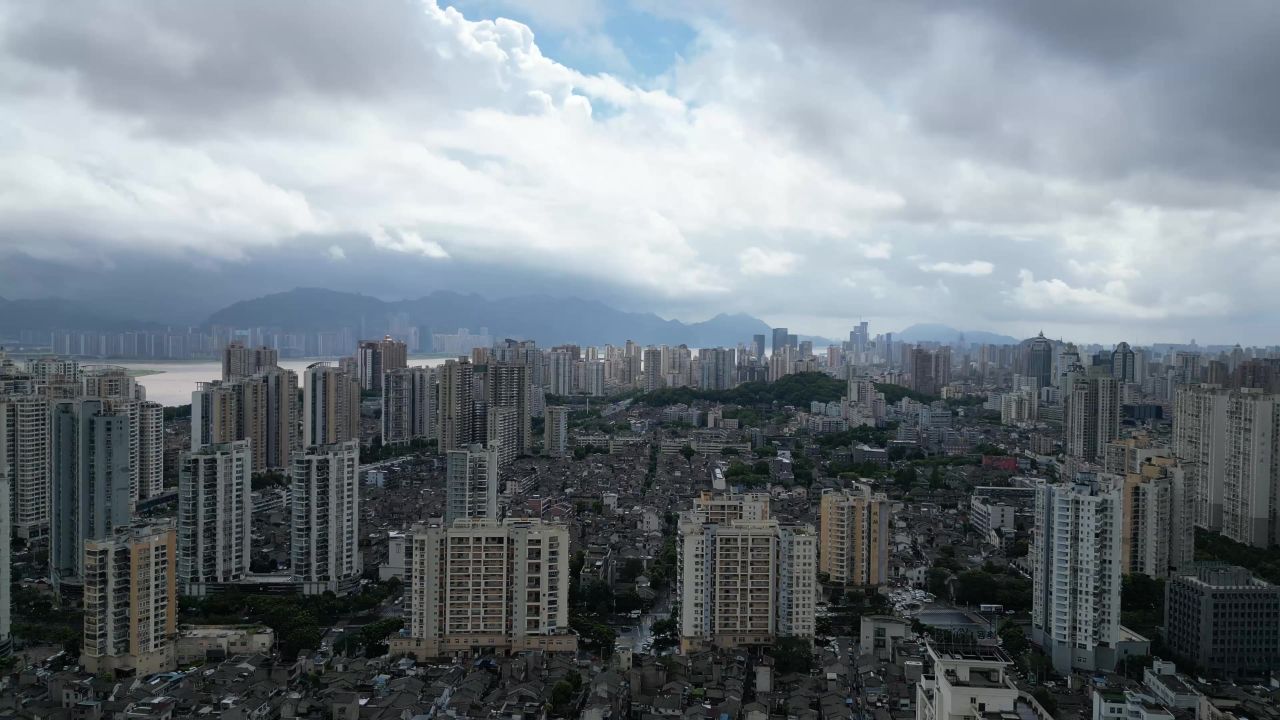 航拍浙江温州城市天际线温州大景温州鹿城区 