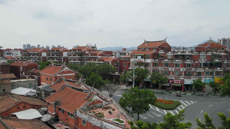 航拍福建泉州朝天门古建筑