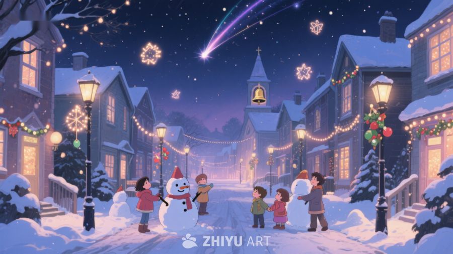 冬夜雪景中的欢乐圣诞 108