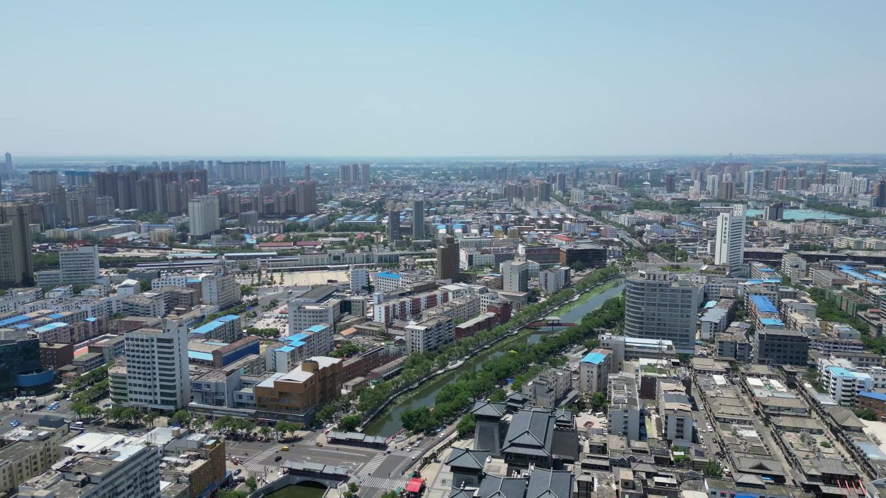 河南许昌城市风光地标建筑航拍 