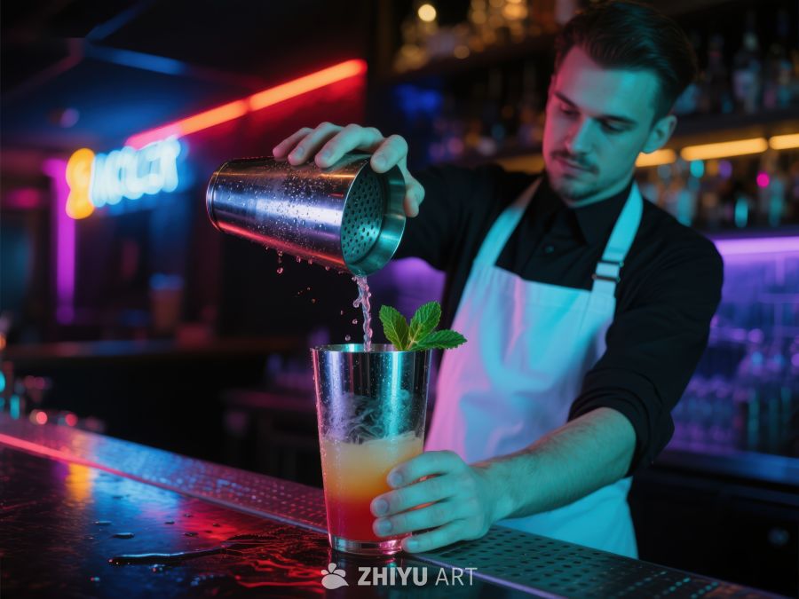 调酒师倾倒鸡尾酒于杯中 193
