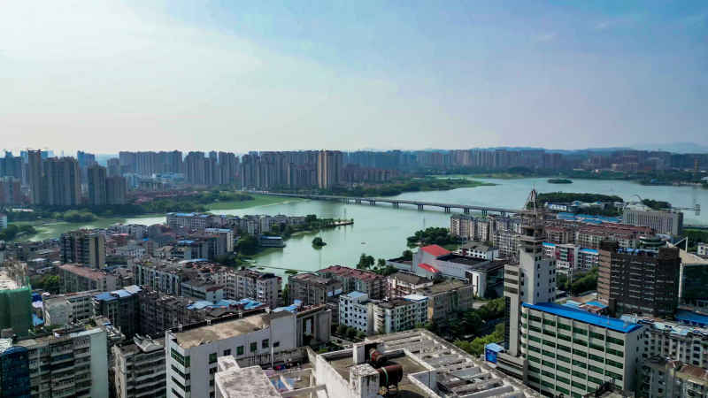 湖北鄂州城市风光航拍摄影图