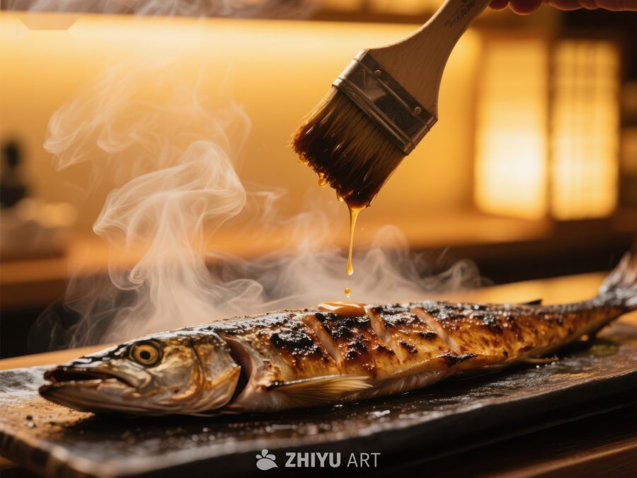 烤鱼刷油，热气腾腾 125