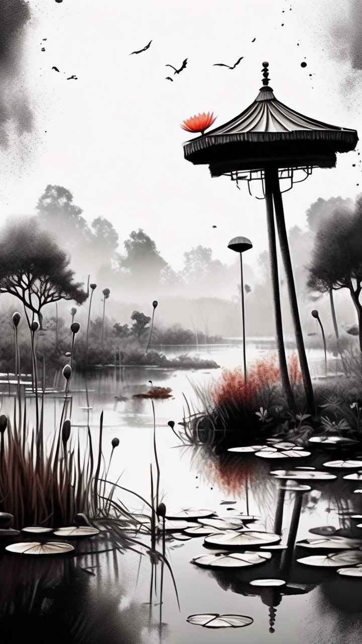 国风水墨山水画简约风格插画 82