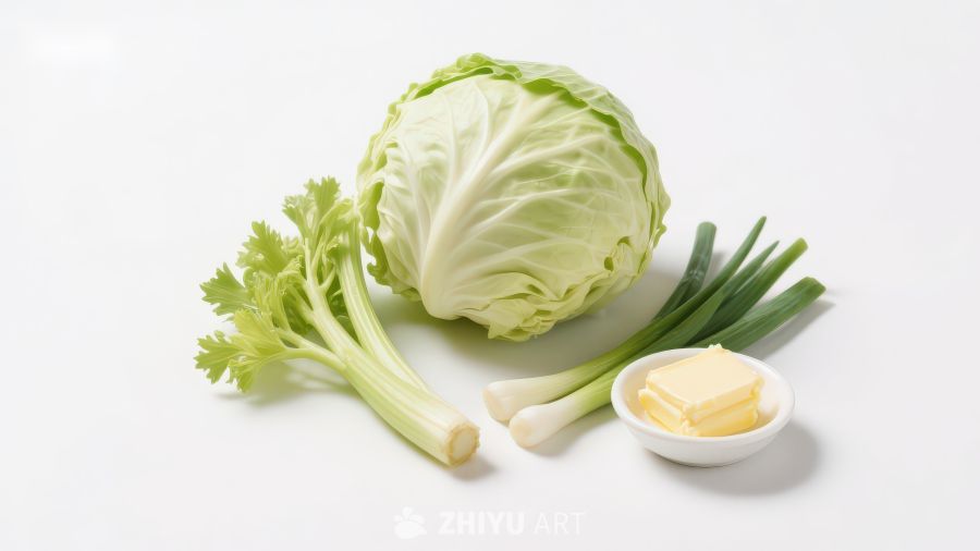 新鲜蔬菜与黄油食材组合