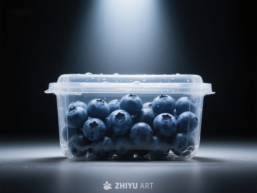 透明容器中的新鲜蓝莓 423