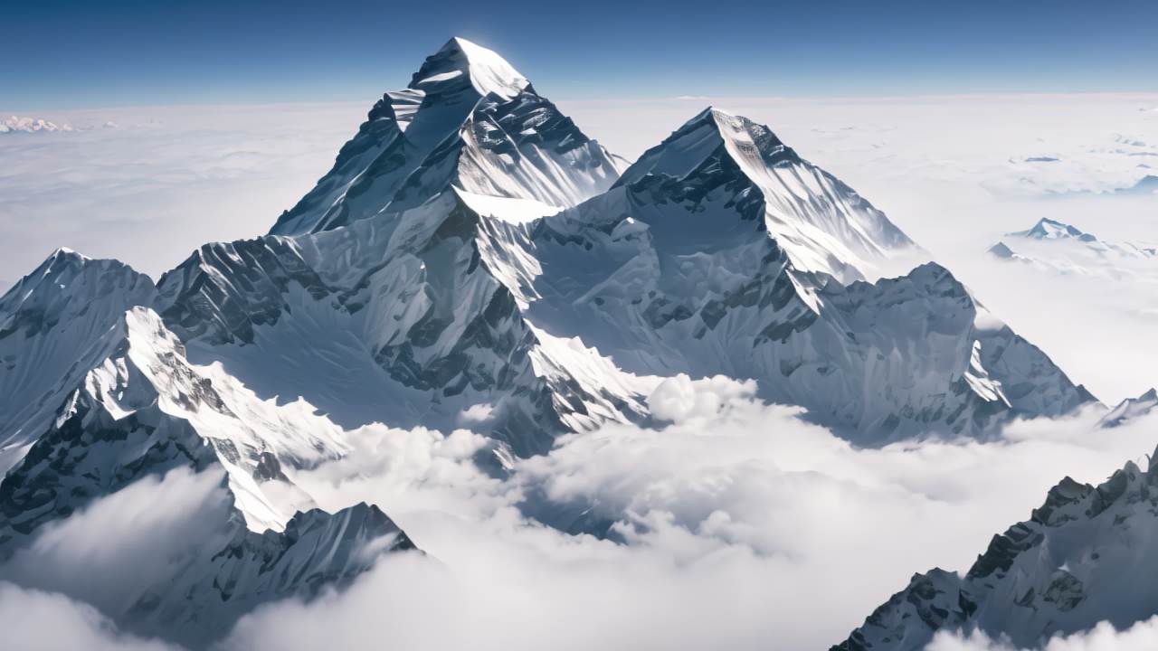 珠穆朗玛峰喜马拉雅山脉航拍日出日落云海延时 23