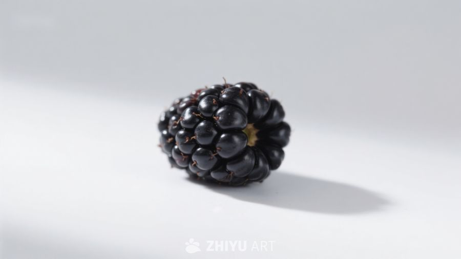 新鲜黑莓静置于白色背景 665