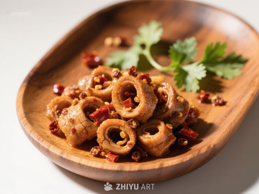 香辣鱿鱼圈配红椒与香菜 1060