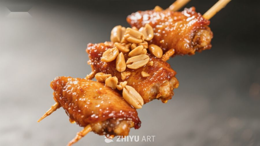 串烧鸡翅配花生