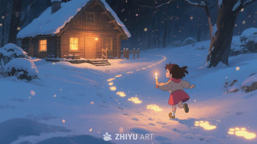 雪夜中的小屋与提灯女孩 507