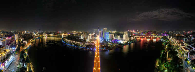 广西柳州城市夜景灯光航拍全景图 (1)