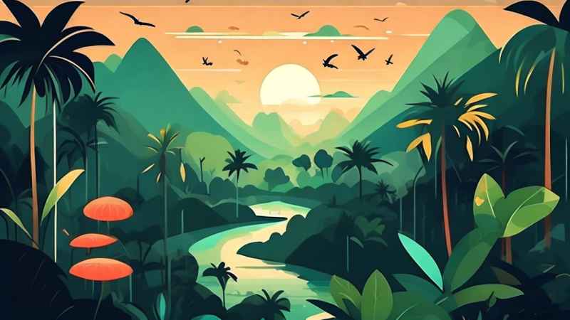 俯瞰热带雨林概念插画 24