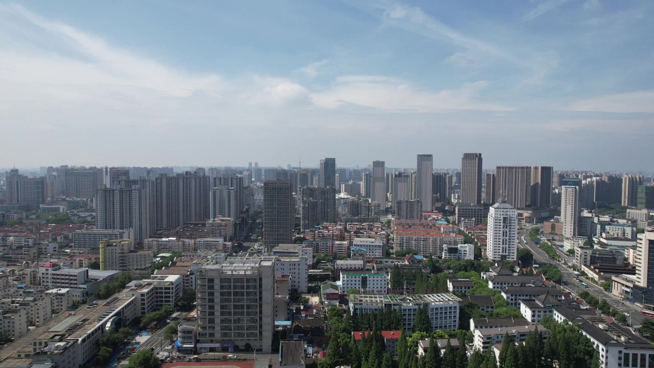 江苏常州城市风光航拍 