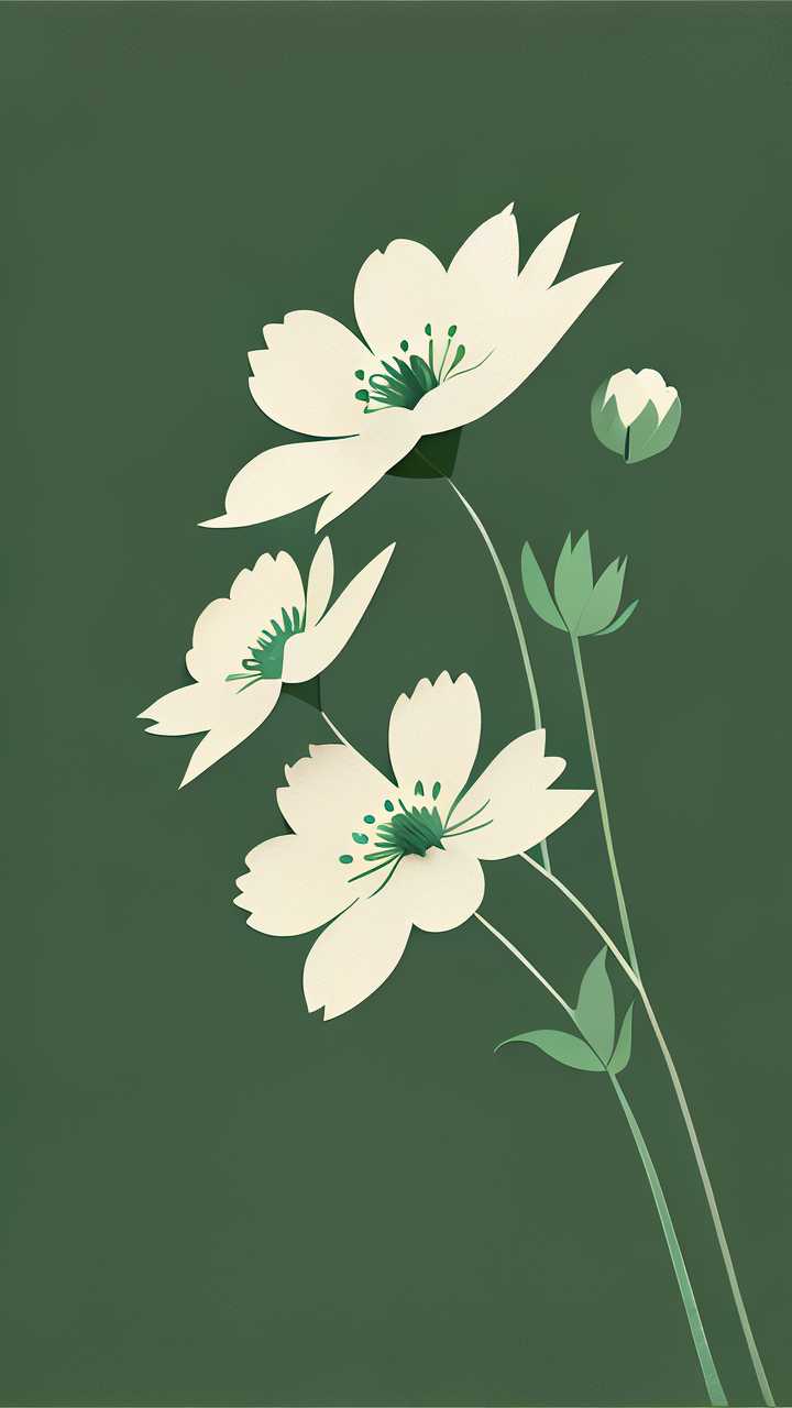 绿色小花花插画