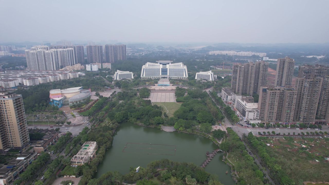 广西钦州城市风光市政府航拍 
