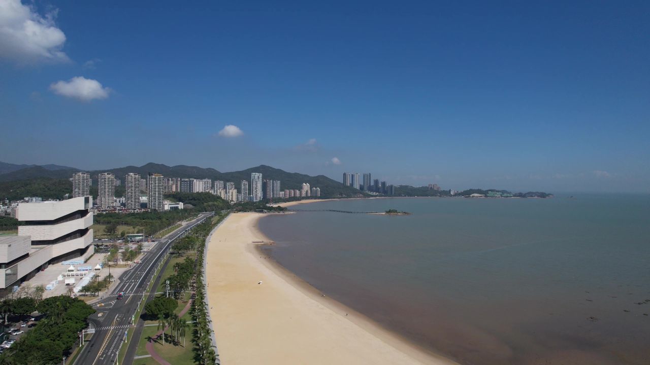 广东珠海城市风光航拍 