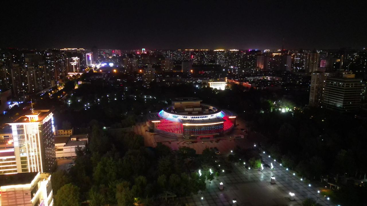 河北石家庄城市夜景灯光航拍