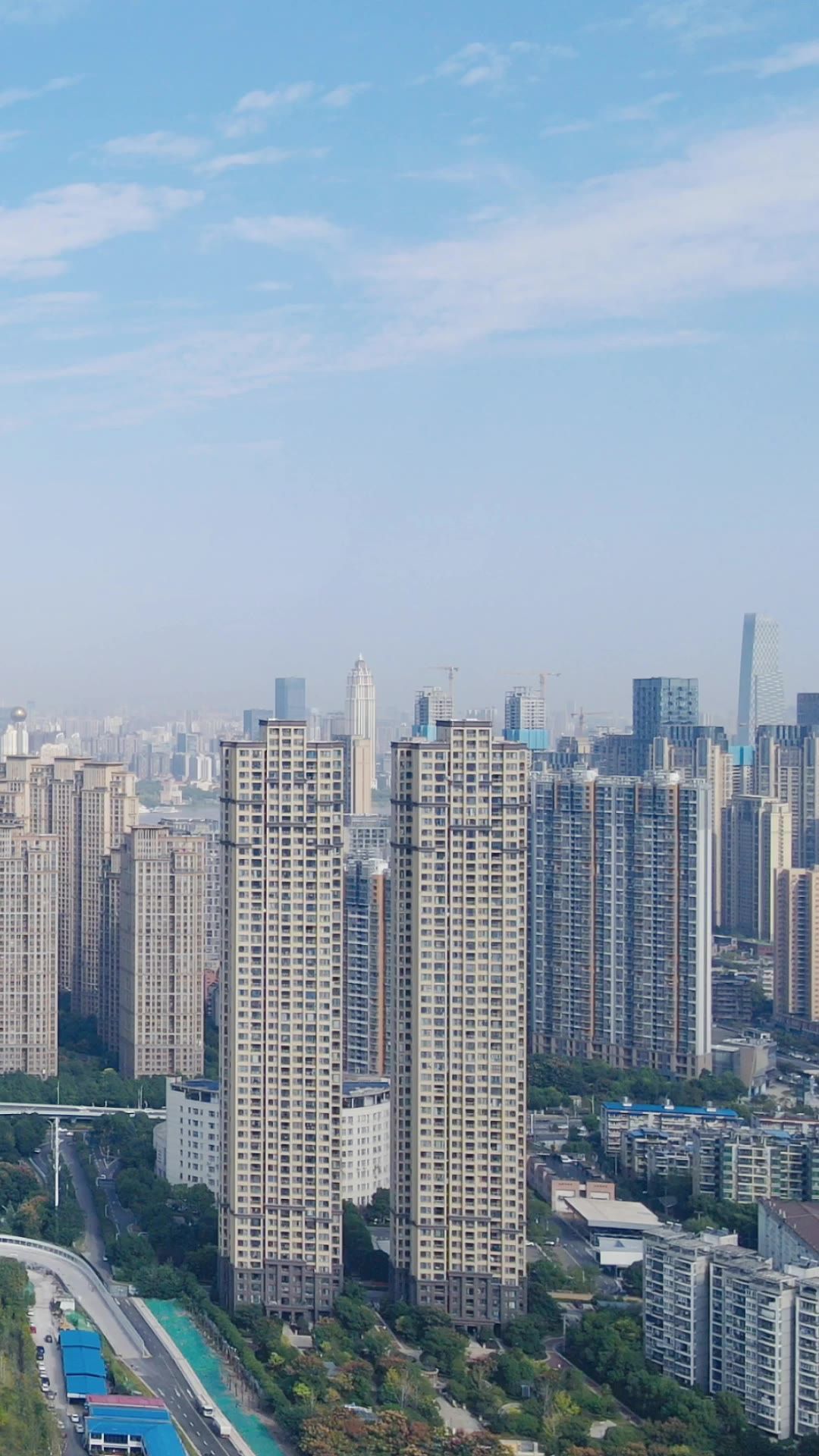 城市航拍武汉沙湖片区高楼建设