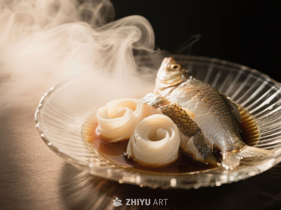 热气腾腾的鱼卷料理 790