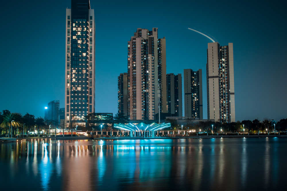 城市公园科技夜景