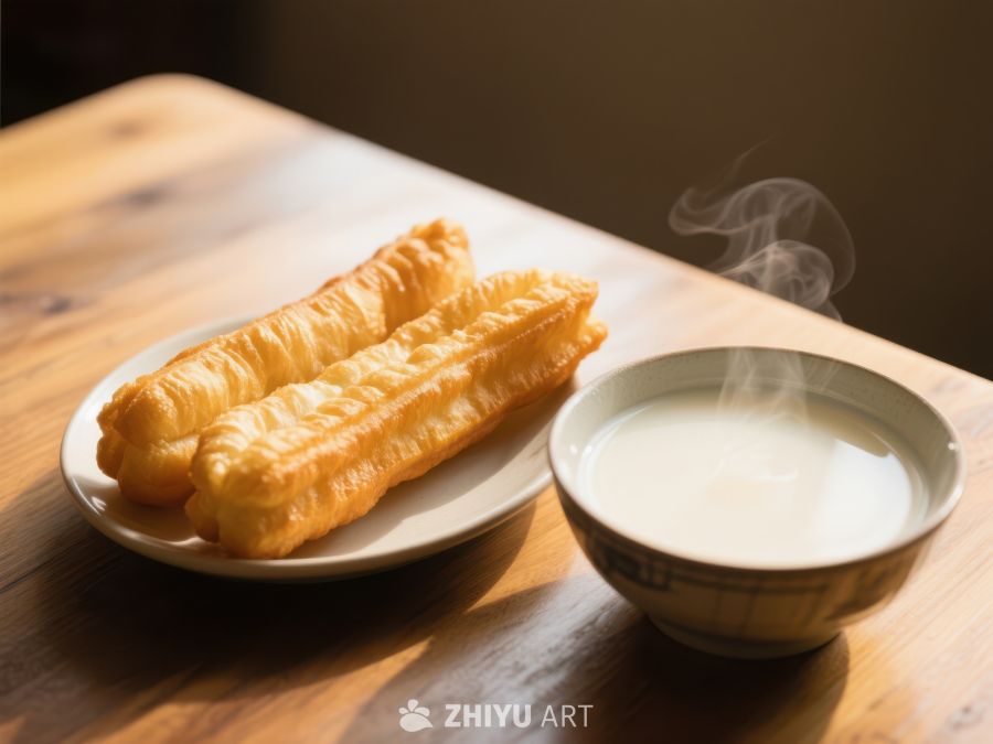 油条配豆浆，传统早餐 1350