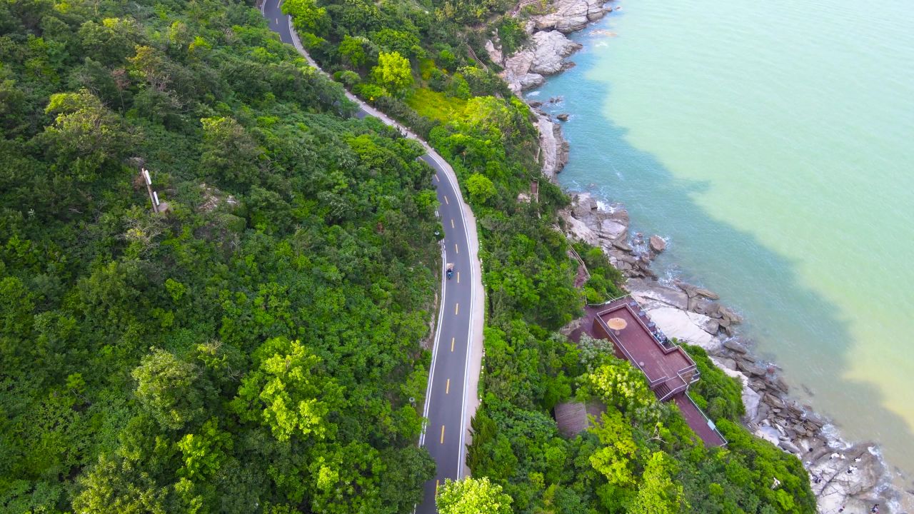 4K航拍连云港连岛海滨公路合集