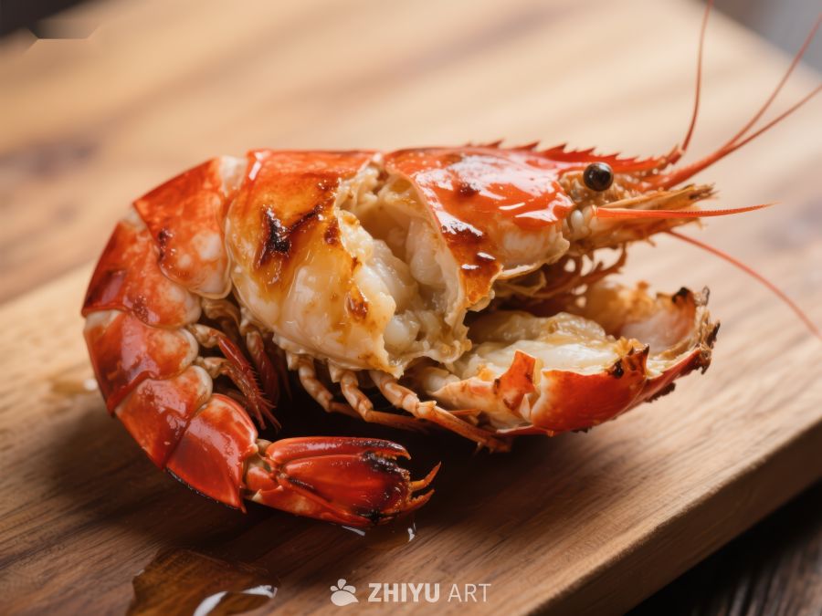 烤制鲜美龙虾特写