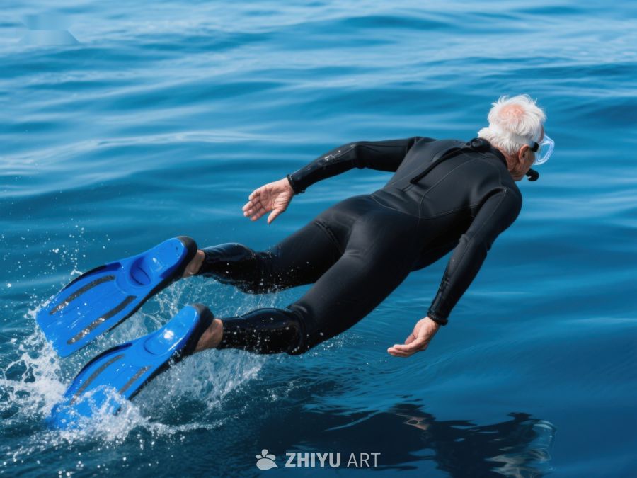 潜水者在海中滑行 712