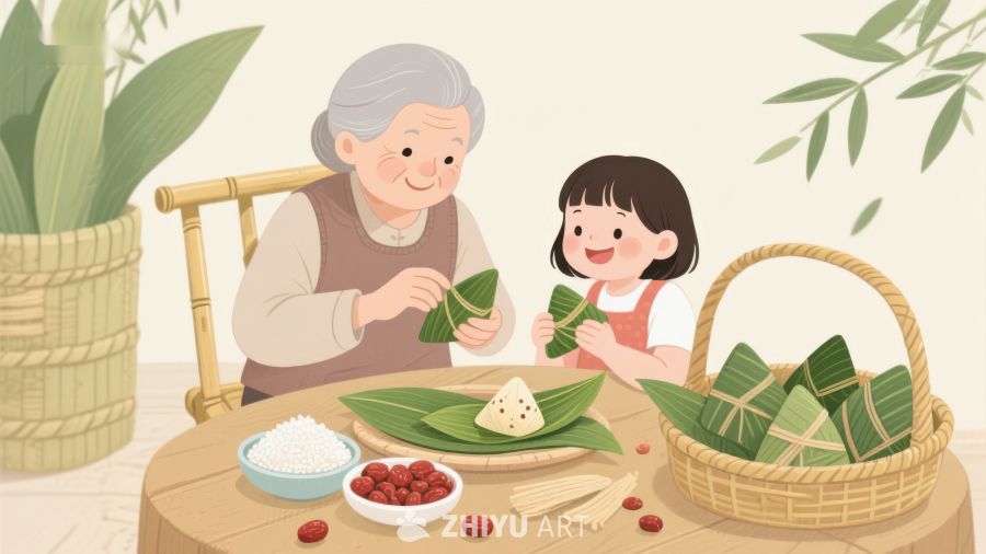 祖孙共制粽子，温馨节日时光 558