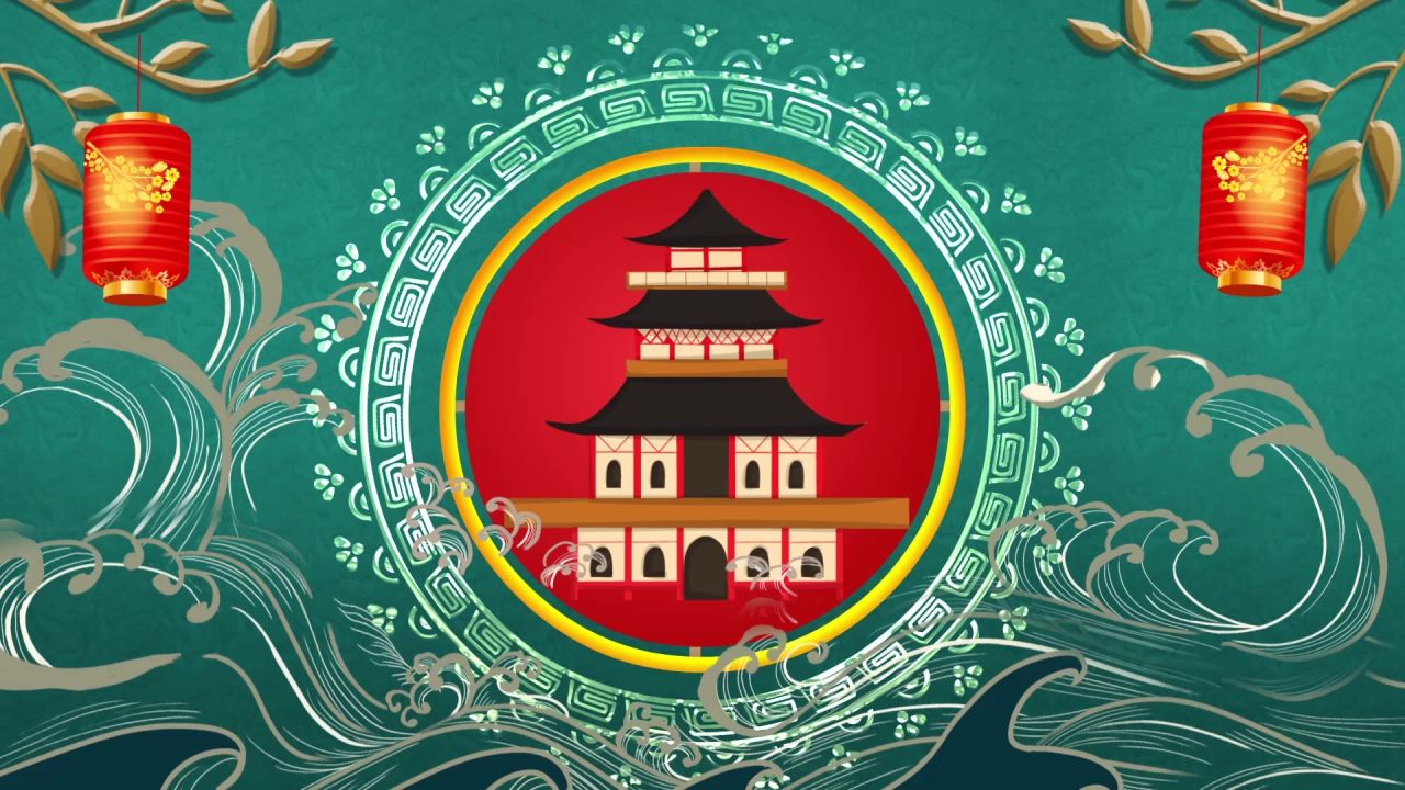 古风背景视频 中国风 意境春天 桃花 水墨 38