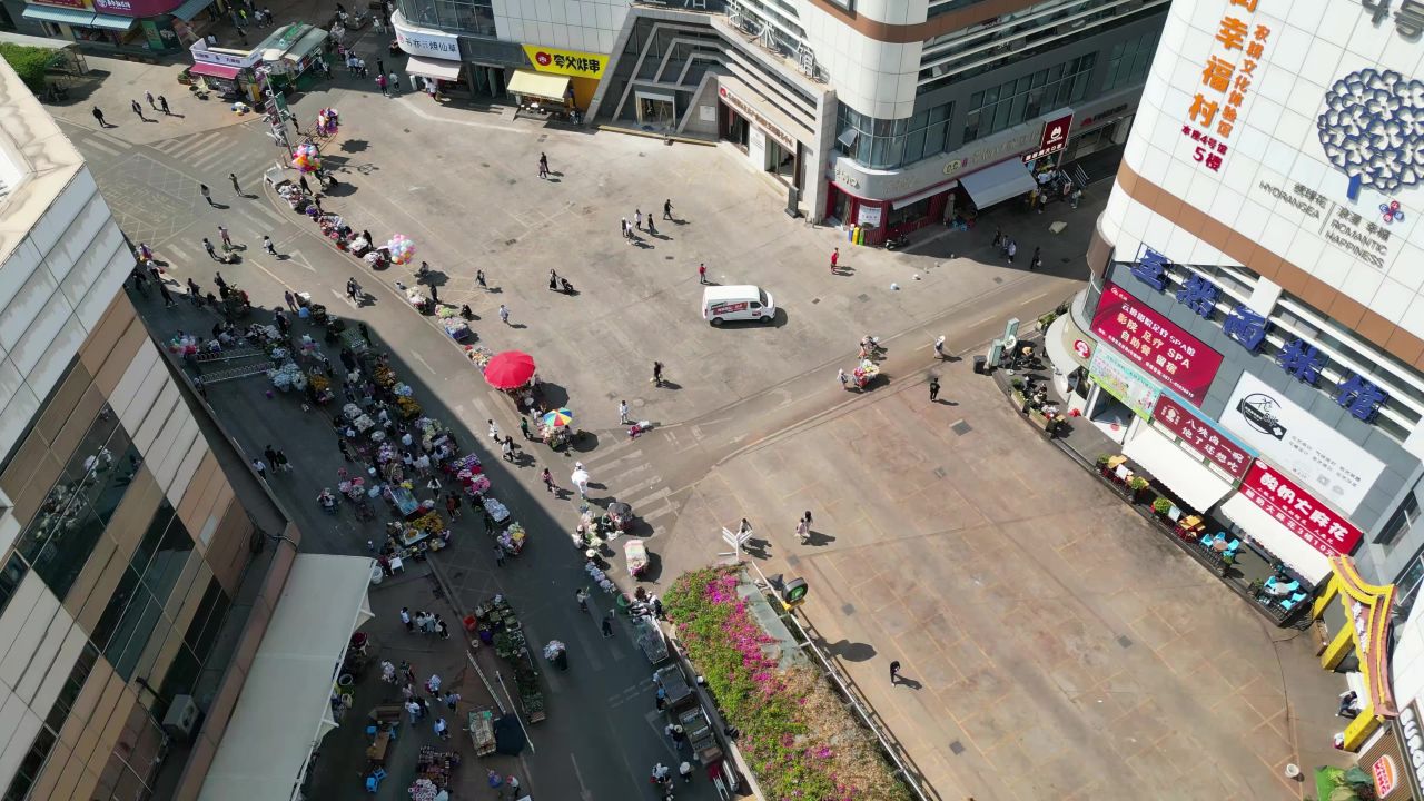  云南昆明斗南花市交易市场航拍 
