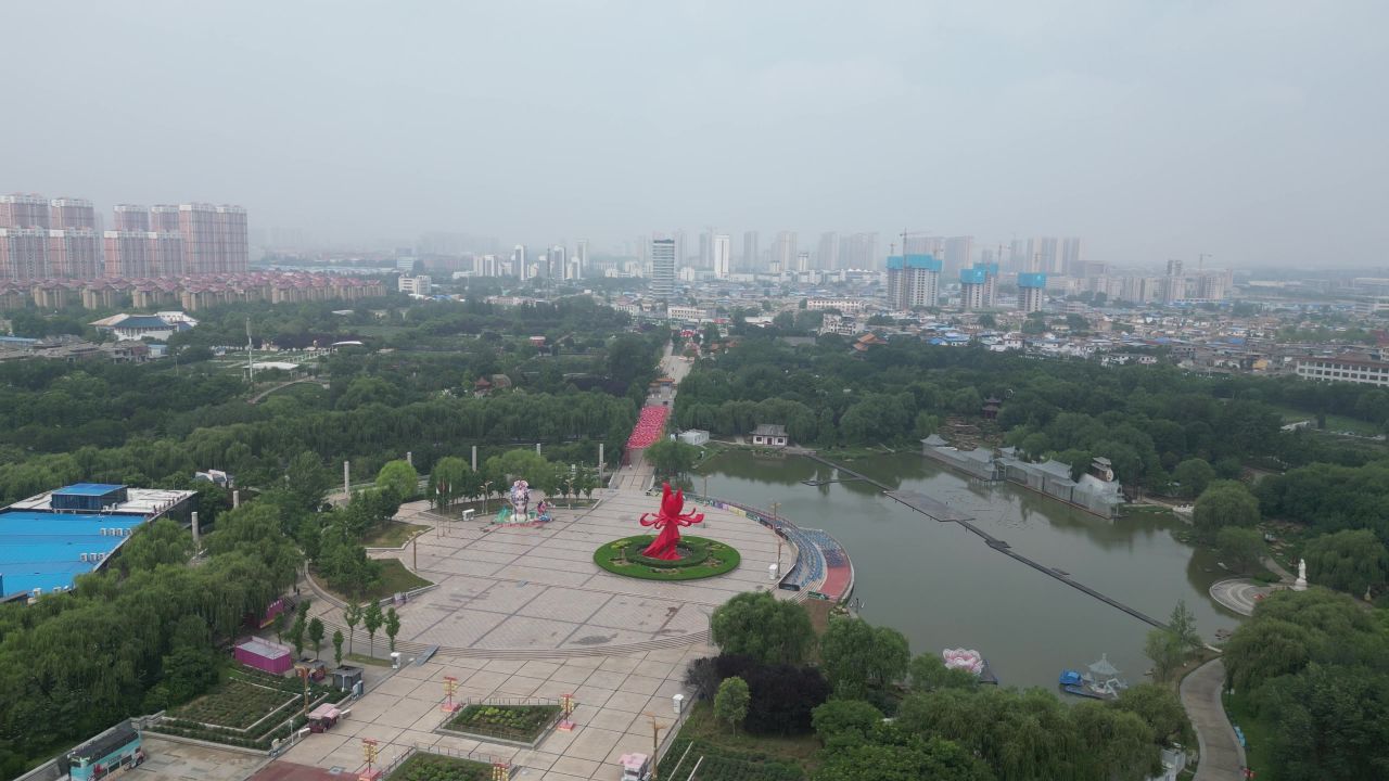  航拍山东菏泽曹州牡丹园4a景区
