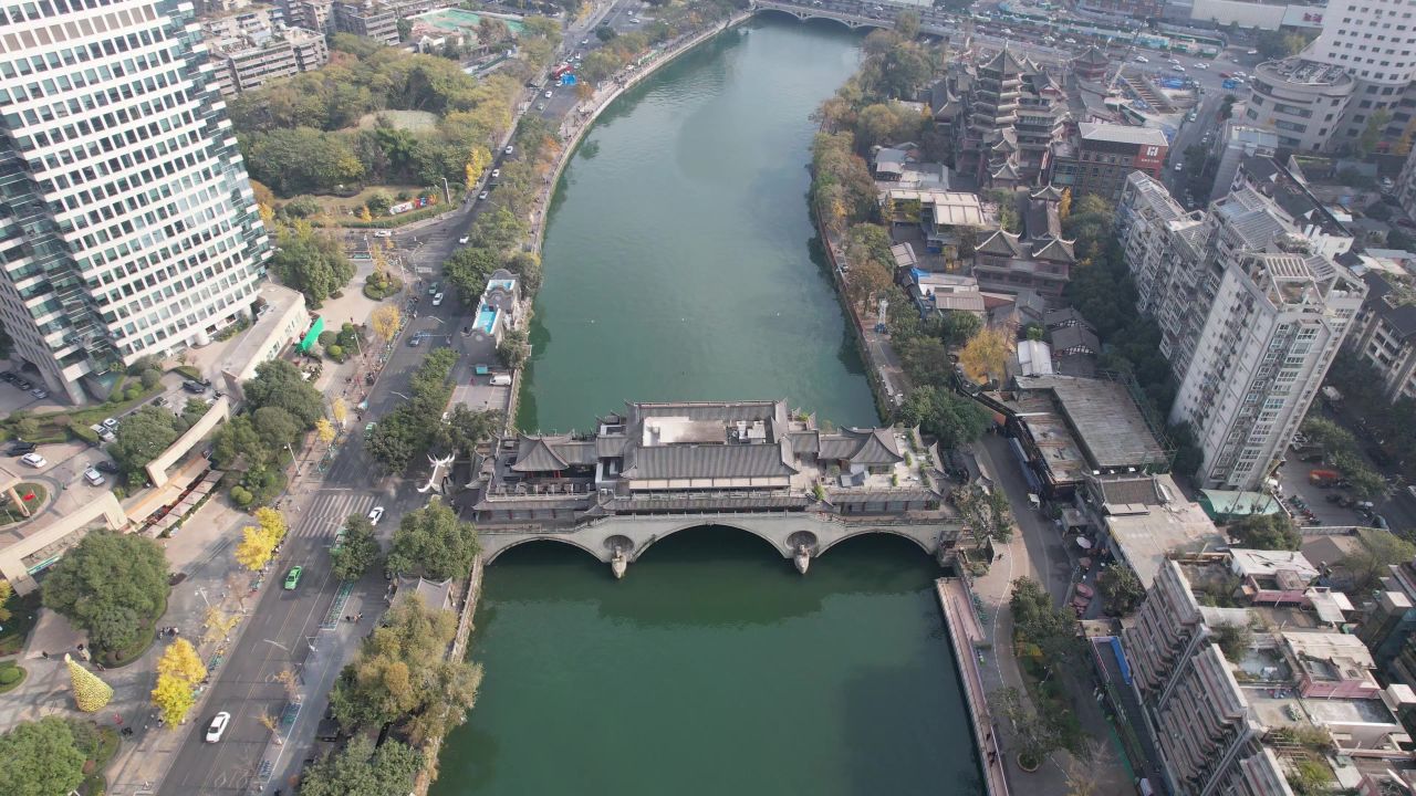 成都安顺桥地标建筑航拍