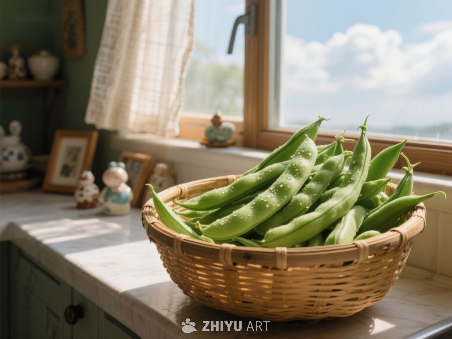 窗边篮子里的新鲜豌豆 144