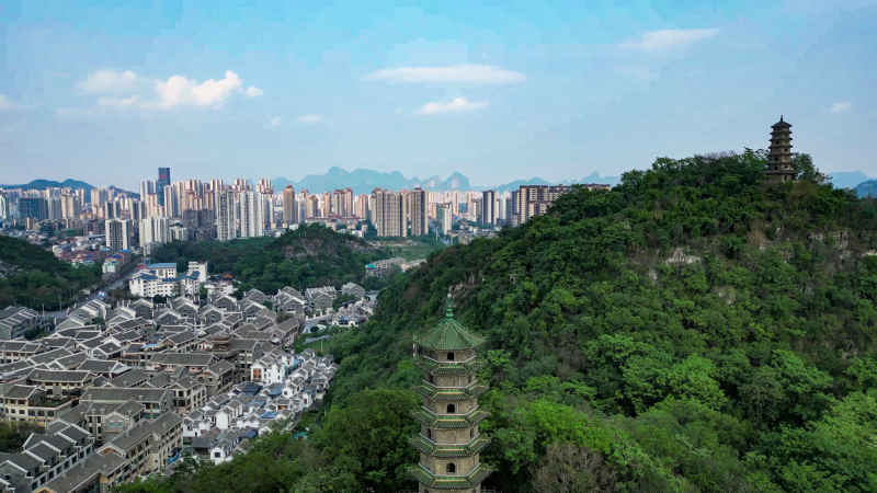 广西柳州盘龙公园航拍  