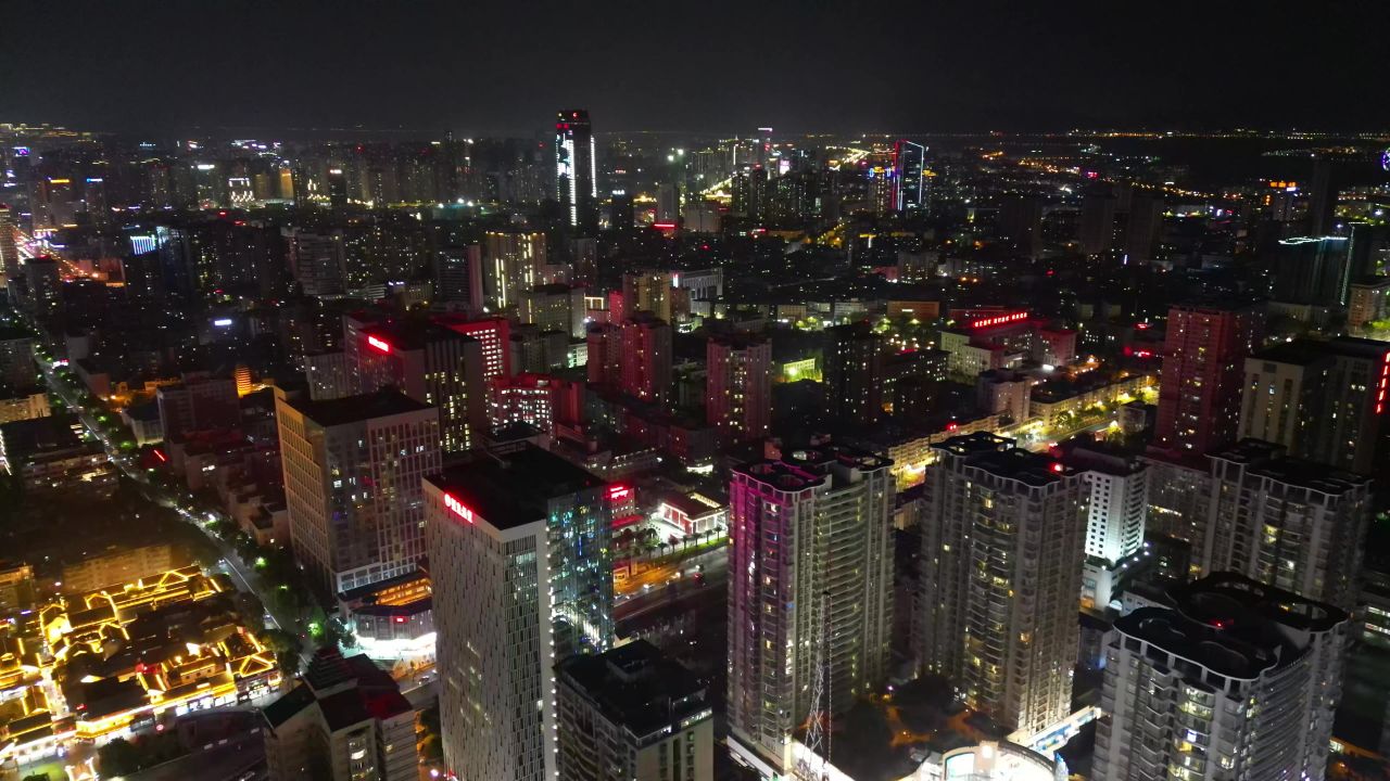  航拍云南昆明城市夜景