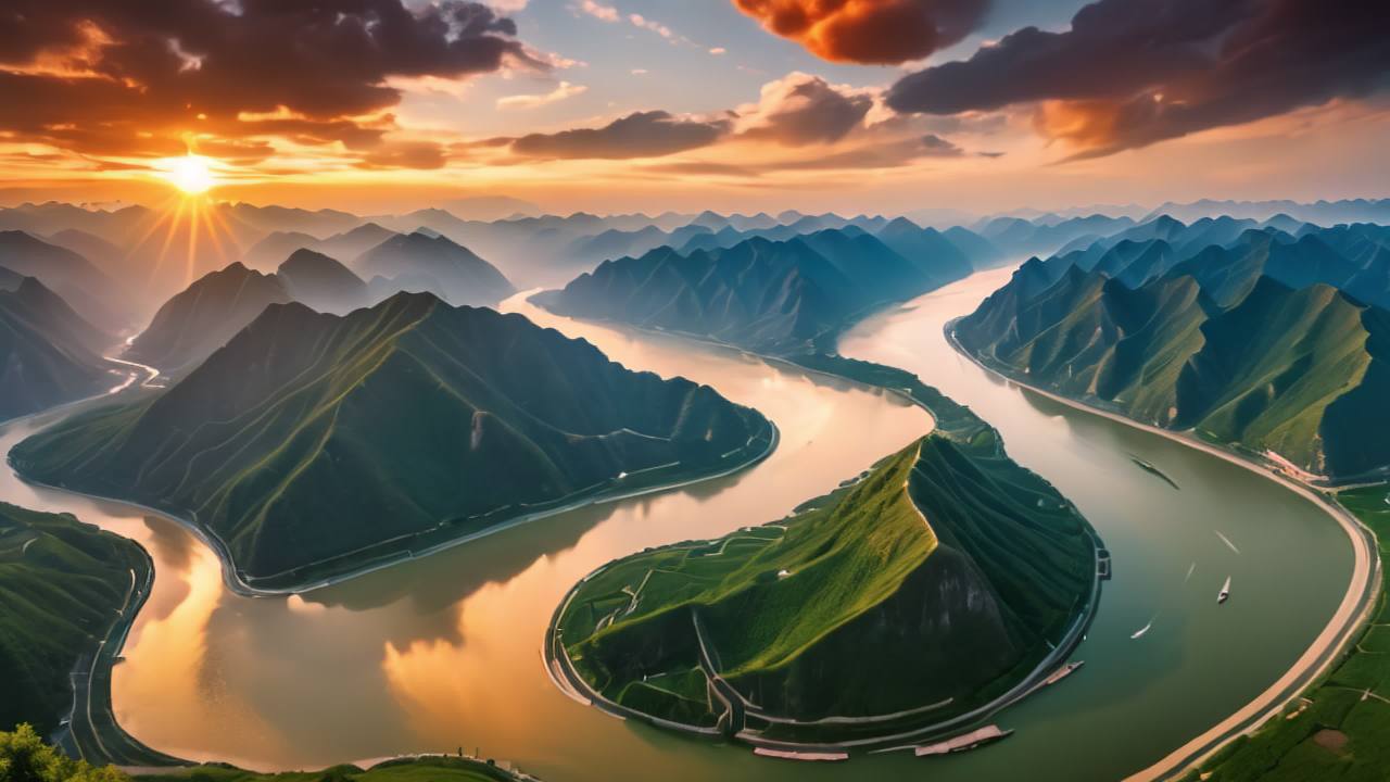 长江三峡日出日落云海航拍延时 34