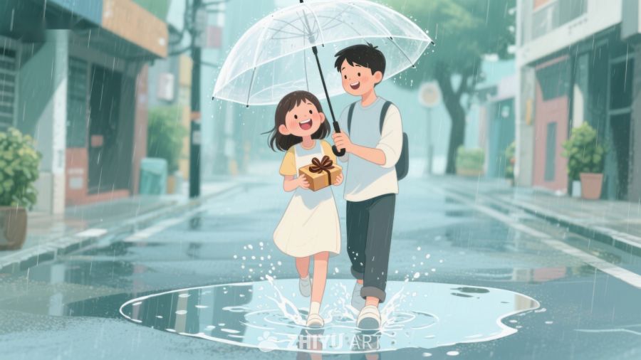 雨中漫步，共享温馨时刻 647
