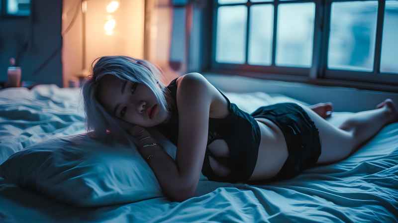 不同的睡姿的美女摄影图 34