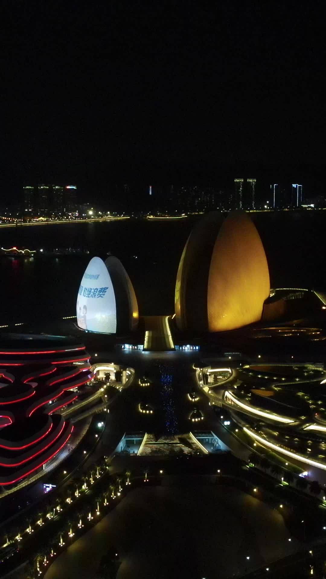 夜幕下的现代艺术灯影