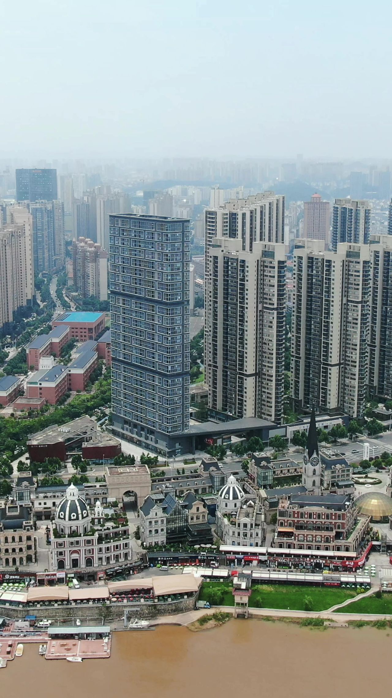  城市航拍湖南长沙渔人码头 