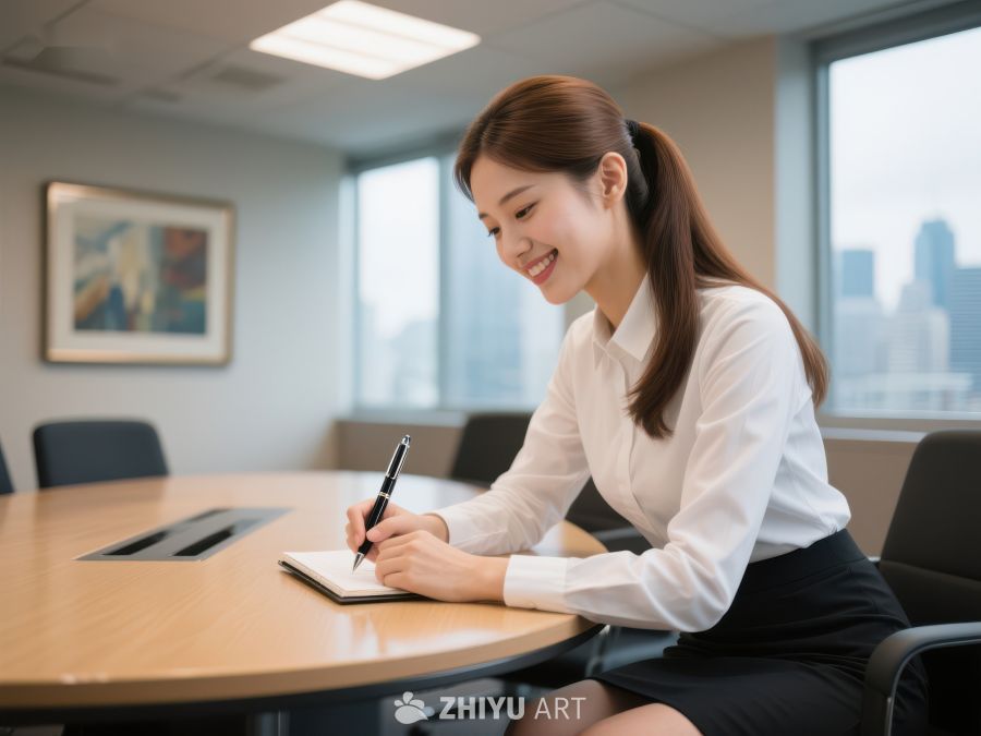商务女性办公桌前认真记录 305