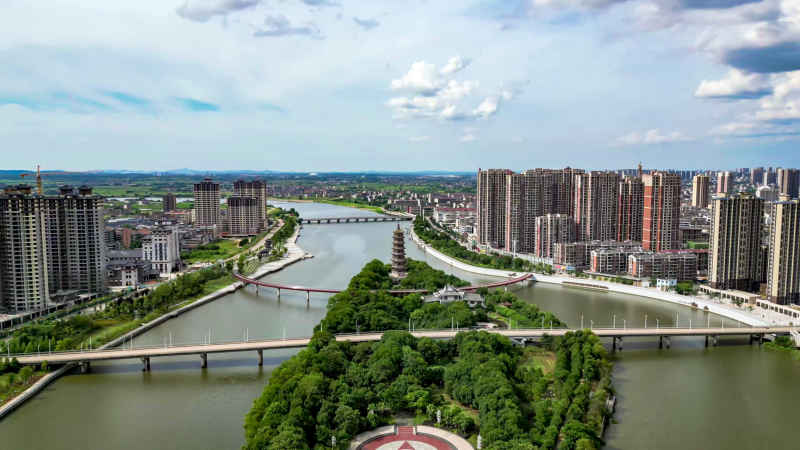 江西抚州城市风光航拍图 